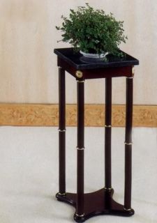 Coaster Cherry Finish Plant Stand with Green Marble Top