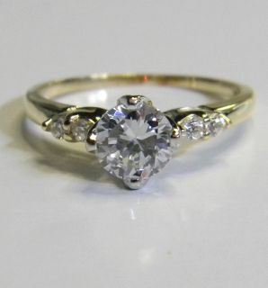 12 Ct Brilliant Round Solitaire Engagement Ring w Accents Solid 14k 