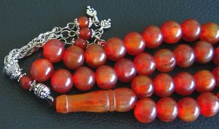 Prayer Beads Vintage Cherry Marbled Faturan Bakelite Turnip Cut Tesbih 