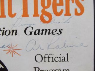 1961 Autograph Detroit Tigers Program Al Kaline Norm Cash
