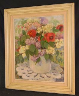 Vintage Oil Painting Thelma Childers 1902 2004 Floral Still Life 
