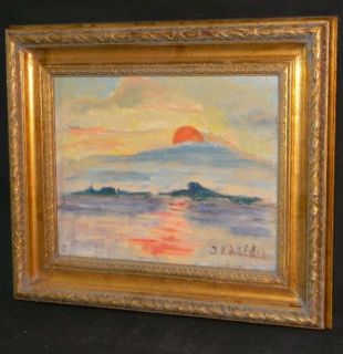 Vintage Oil Painting Thelma Childers 1902 2004 Florida Keys Sunset 