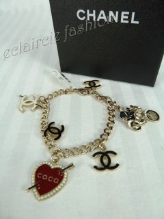 Chanel Coco Rider Motorcycle Heart Charm Bracelet New
