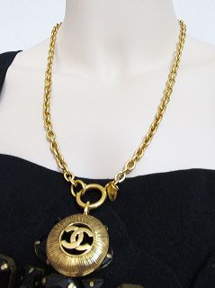 Chanel Vintage CC Gold Charm Necklace 80s at Bloomsvintagecouture on 