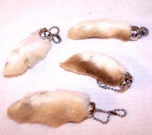 Natural Real Rabbit Foot Keychains Crafts Cat Toys