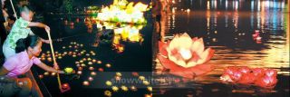 Whishing Water lotus lanterns use for party , decorating family pond 