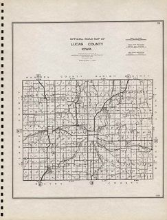 LUCAS COUNTY IOWA authentic Vintage Map CHARITON IA made in 1939