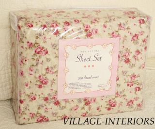 Victoria Chic Shabby Abbey Pink Rose 3pc Twin Sheet Set
