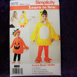   Toddler Child Chick Animal Jack O Lantern Costume Pattern 1 2 4