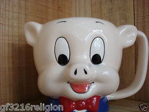 Applause Warner Bros 1989 Oink Porky Pig Drinking Coffe Mug Made In 