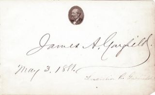 An Album Leaf Signed and Dated by James A. Garfield as President