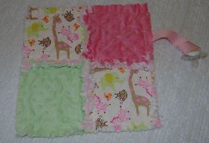 Rag Quilt Pacifier Holder Made with Carters Jungle Jill