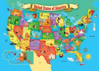 Masterpieces USA Map Kids Jigsaw Puzzle   60 State Shaped Pieces