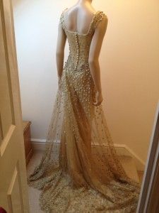 Christiana Couture Vintage Column Gold Satin Silk Wedding Dress Uk 10 