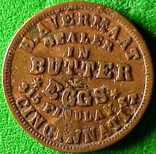 Rare Chillicothe Civil War Token OH160D 1a R8 H. KEIM GROCER, Flying 
