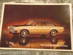    1980 Chevrolet Malibu Classic Sedan full color postcard 80 Chevy GM