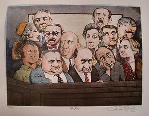 Charles Bragg The Jury Hand Signed Color Lithograph