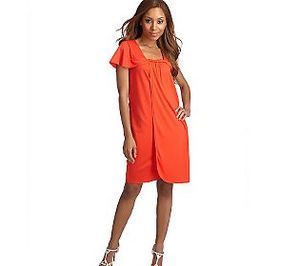 Simply Chloe Dao Square Neck Cap Sleeve Knit Dress 1X CORAL 812