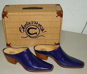 LUCCHESE Charlie 1 Horse Womens Purple Patent Slide Western Boot Shoe 
