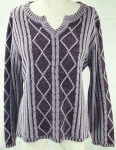 Christopher Banks Silk Angora Sweater XL Lilac Purple Cut Out V Neck 
