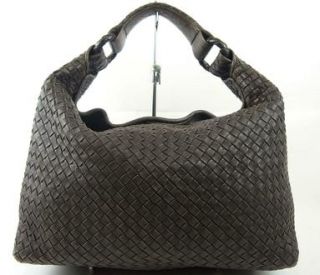 Authentic BOTTEGA VENETA Brown Woven Leather Shoulder Hand Bag Purse 