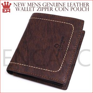   Bifold Mens Wallet Chocolate Color Zipper Coin Pouch Trend