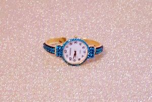 Teal Blue Rhinestone Swarovski Crystal Bracelet Watch