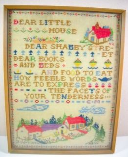 Vintage Dear Little House Sampler Cross Stitch Embroidery Linen 1928 