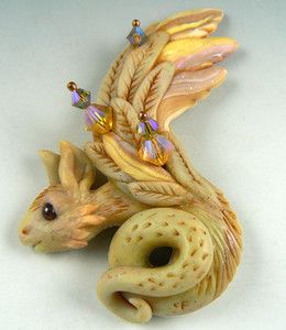 Kwinsey Polymer Clay Dragon Focal Bead by Christi Friesen