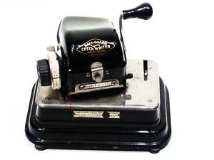 Antique Black Check Writer Machine Adv Money Printer