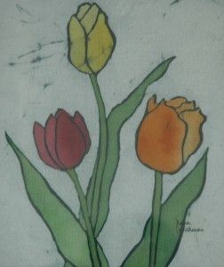 Beautiful Original Batik Tulips Signed Christiansen