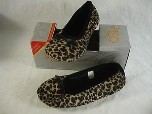ISO Isotonor Moccasin Slippers Cheetah Plush 6 5 7 5 M