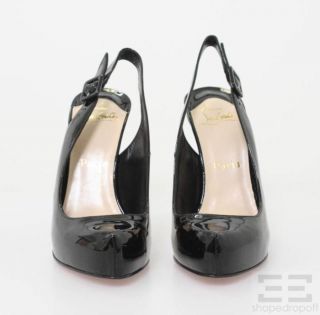 Christian Louboutin Black Patent Leather Rolande Slingback Heels Size 