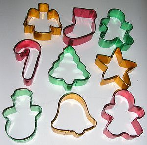Set of 9 Metal Wilton Holiday Cookie Cutters Christmas Gingerbread 