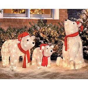   Christmas Polar Bear Bears Family Yard Art Display Holiday Decor