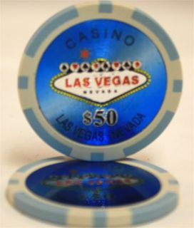 50pcs 14g Las Vegas Laser Casino Table Poker Chips $50