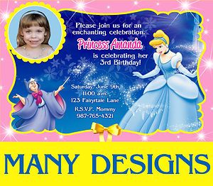   Disney Princess Cinderella Birthday Party Photo Invitation