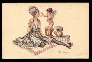 Illustrateur Cherubini Ange Angelot Cupidon Cupid Elegante Lady Charme 