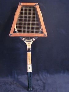 Vintage Spalding Fibre Welded Tennis Racket with Wooden Head Brace