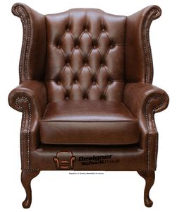 Chesterfield Queen Anne Fireside High Back Wing Chair Old English 