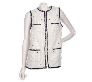 Luxe Rachel Zoe Patch Pocket Vest with Sequin Trim —