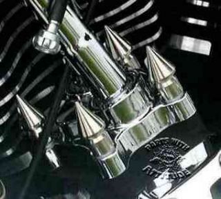 Tall Chrome Spike Bolt Caps for Harley Push Rod Covers
