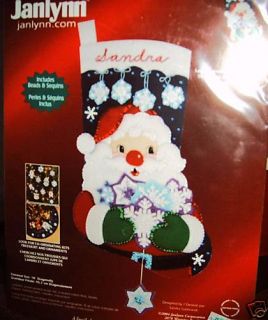 Janlynn Santa Snowflake Christmas Stocking Kit