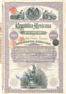 Mexico Republica Mexicana 1885 Christopher Columbus $1000 £200 Black