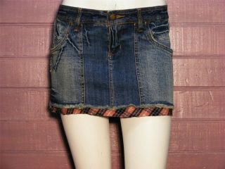 Zana Di Blue Denim Stretch Distress Jean Mini Skirt 7