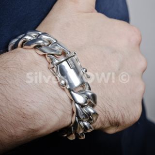 Heavy Thick Chunky Mens Sterling Silver Bracelet 20mm