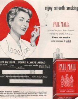 1950 Pall Mall Cigarettes Ad Woman Smoking