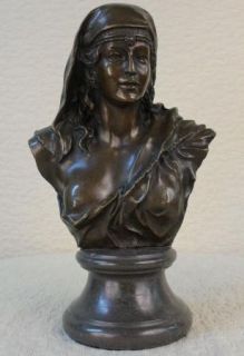 Real Bronze Metal Large Bust Elegant Victorian Female Lady Classical