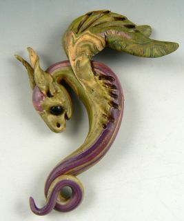 Merlot Polymer Clay Dragon Focal Bead by Christi Friesen