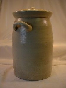 Antique Stoneware Large Crock Butter Churn with Lid